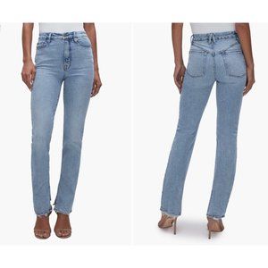 NWT Good American Good Boy High Rise Split Hem Ankle Straight Jeans in Indigo 8